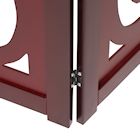 Alternate Image 4 for Home District Freestanding Pet Gate, Solid Wood 3-Panel Tri-Fold Folding Dog Gate Dog Fence for Doorways Stairs Decorative Pet Barrier - Mahogany Scroll Design, 81' x 27'