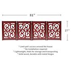 Alternate Image 5 for Home District Freestanding Pet Gate, Solid Wood 3-Panel Tri-Fold Folding Dog Gate Dog Fence for Doorways Stairs Decorative Pet Barrier - Mahogany Scroll Design, 81' x 27'