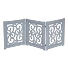 Product Image for Home District Freestanding Pet Gate Real Wood 3-Panel Tri Fold Folding Dog Fence - Grey Scroll Design, 47' x 19'