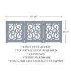 Alternate Image 4 for Home District Freestanding Pet Gate Real Wood 3-Panel Tri Fold Folding Dog Fence - Grey Scroll Design, 47' x 19'