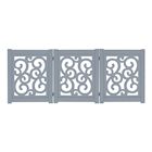 Alternate Image 6 for Home District Freestanding Pet Gate Real Wood 3-Panel Tri Fold Folding Dog Fence - Grey Scroll Design, 47' x 19'