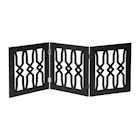 Product Image for ETNA Freestanding Wood Pet Gate - Twist Design 3-Panel Tri Fold Dog Fence for Doorways, Stairs - Indoor/Outdoor Pet Barrier - Black 48'W x 19' Tall