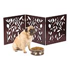Alternate Image 1 for ETNA Freestanding Wood Pet Gate - Leaf Design 3-Panel Tri Fold Dog Fence for Doorways, Stairs - Indoor/Outdoor Pet Barrier - Brown 48'W x 19' Tall