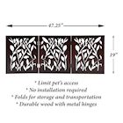 Alternate Image 2 for ETNA Freestanding Wood Pet Gate - Leaf Design 3-Panel Tri Fold Dog Fence for Doorways, Stairs - Indoor/Outdoor Pet Barrier - Brown 48'W x 19' Tall