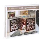 Alternate Image 7 for ETNA Freestanding Wood Pet Gate - Leaf Design 3-Panel Tri Fold Dog Fence for Doorways, Stairs - Indoor/Outdoor Pet Barrier - Brown 48'W x 19' Tall