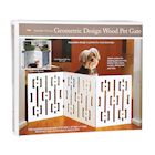 Alternate Image 7 for ETNA Freestanding Wood Pet Gate - Squares Design 3-Panel Tri Fold Dog Fence for Doorways, Stairs - Indoor/Outdoor Pet Barrier - White 48'W x 19' Tall