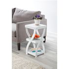 ETNA Twist Side End Table Modern Accent Table Nightstand with Distressed Finish, Wood, 24" High - White