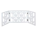 Etna Freestanding Wood Pet Gate - 3-Panel Tri Fold Dog Fence - White Butterfly Design, 47 1/4"W x 19"