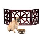 Etna 3 Panel Pet Gate - Trifold Wagon Wheel Dog Gate for Stairs, Freestanding Dog Gates, Lightweight Foldable Pet Gate for Small Dogs, Mahogany Finish Solid Wood Gates for Dogs Indoor, 48"W x 19"H