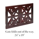 Alternate Image 2 for Etna 3 Panel Pet Gate - Trifold Wagon Wheel Dog Gate for Stairs, Freestanding Dog Gates, Lightweight Foldable Pet Gate for Small Dogs, Mahogany Finish Solid Wood Gates for Dogs Indoor, 48'W x 19'H