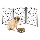Etna 3 Panel Pet Gate - Trifold Metal Leaf Bird Dog Gate for Stairs, Freestanding Dog Gates, Lightweight Foldable Pet Gate for Small Dogs, Solid Wood Gates for Dogs Indoor, 53"W x 23.5"H