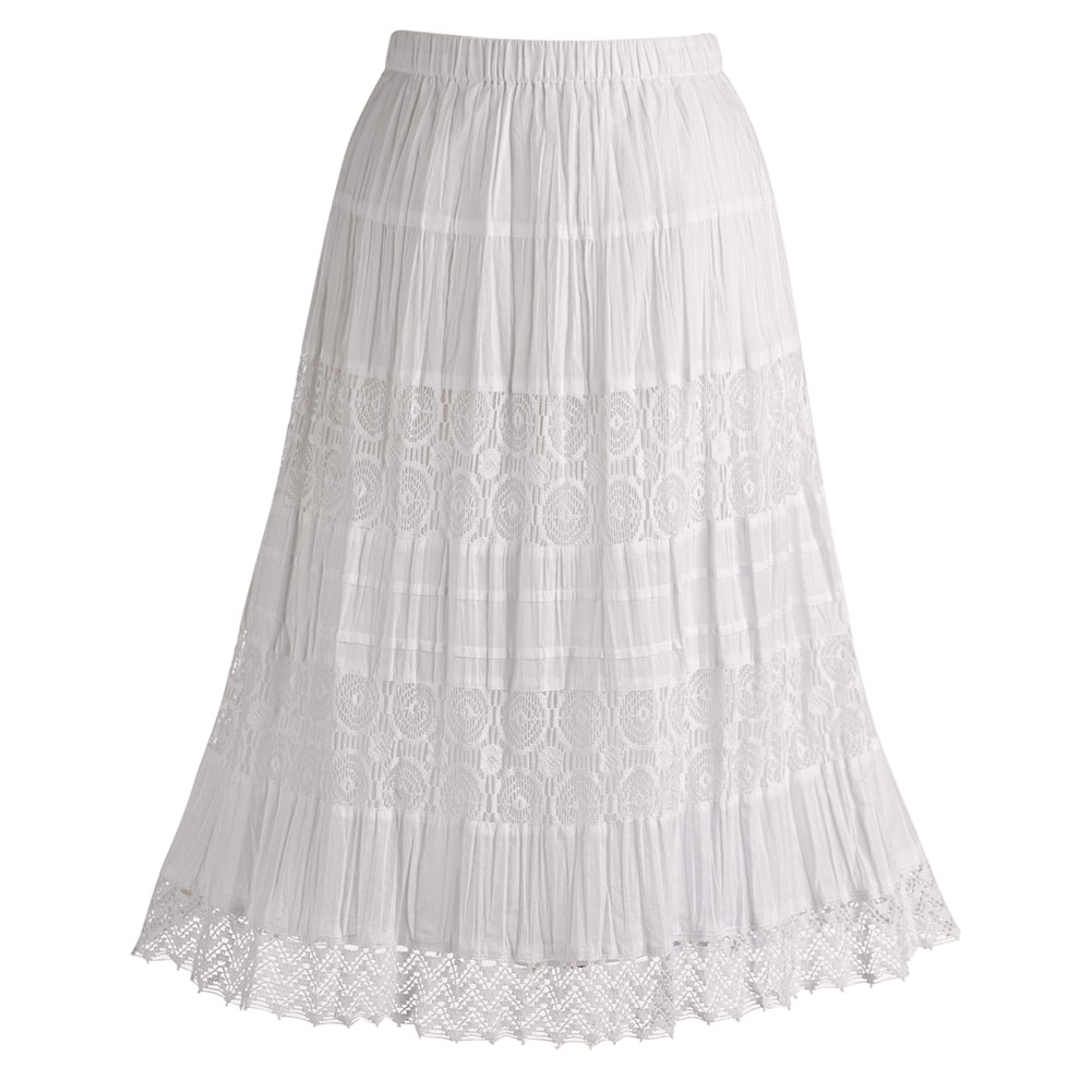 Boho Lace Trim Skirt with Silk Lining | Wireless | LC8482