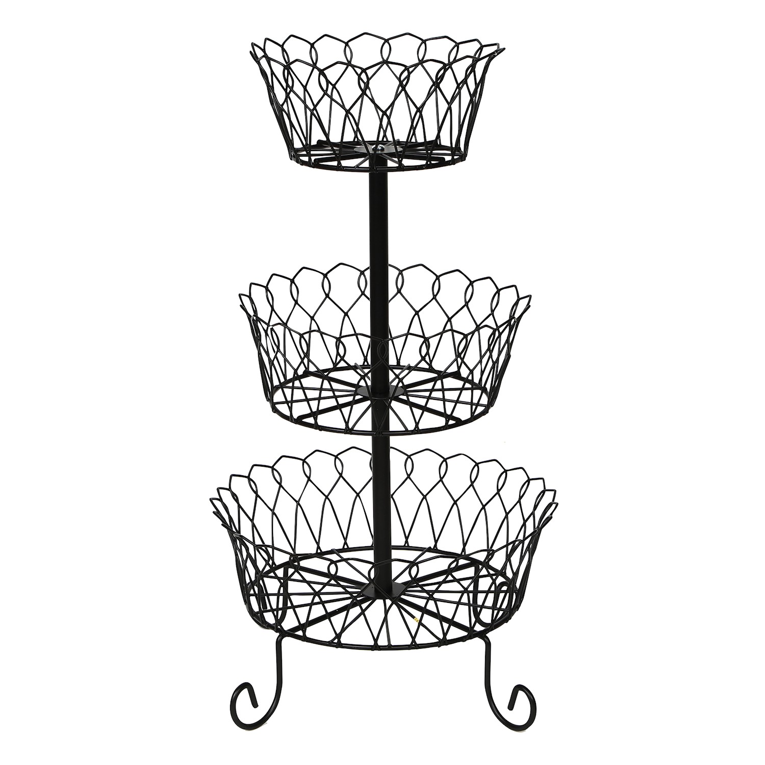 Home District 3 Tier Iron Fruit Basket Stand - Countertop Wire Food ...