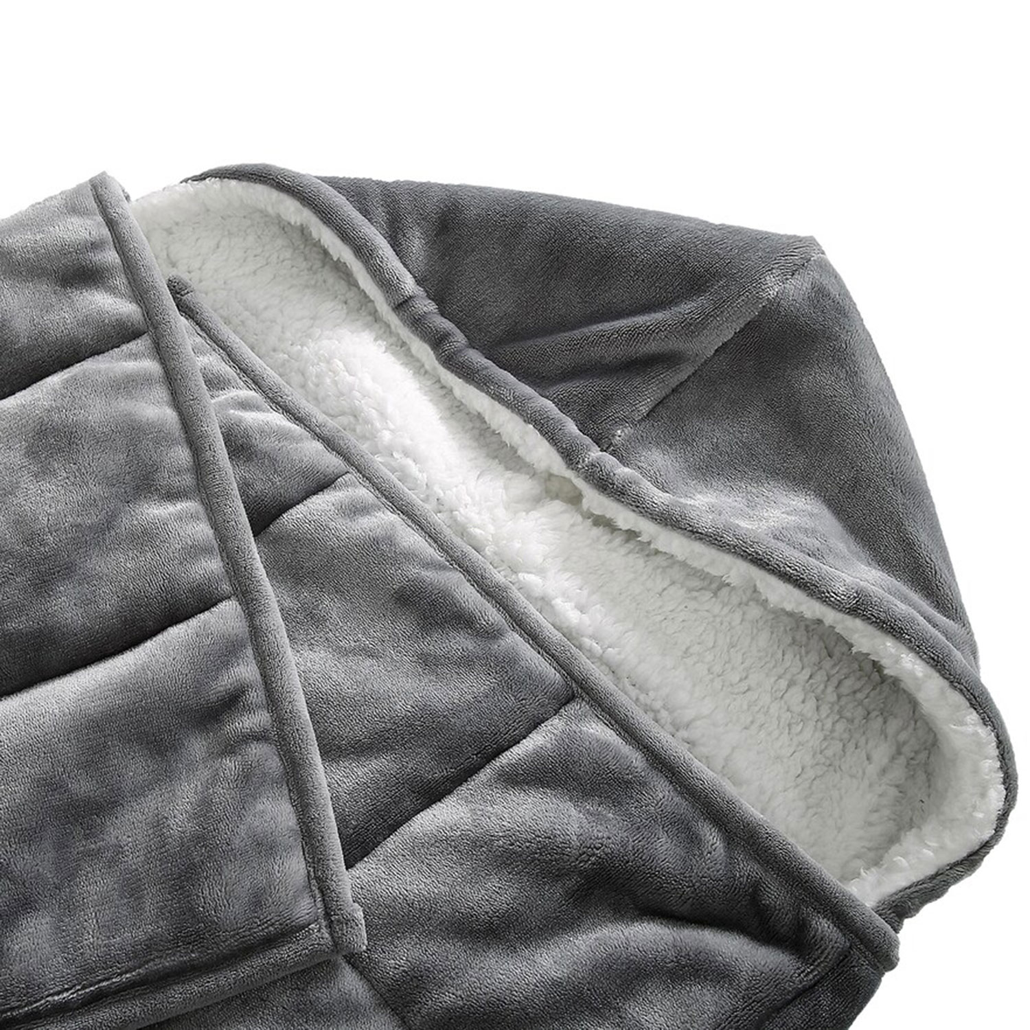 Weighted Blanket with Hood, 10 lb Velvet Throw with Sherpa Fleece